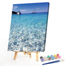 Paint By Numbers DIY Clear Beach Painted on Canvas Oil Picture Craft Wall Decor