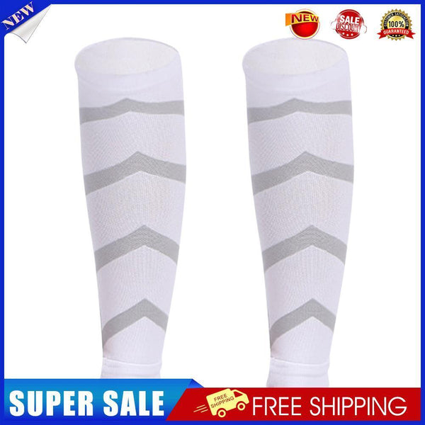 Leg Calf Shin Splints Support Running Athletics Compression Sleeves (White)