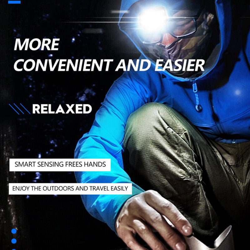 #A XPE LED Headlight Torch Wave Induction Outdoor Safety Headlamp Hiking Flashli