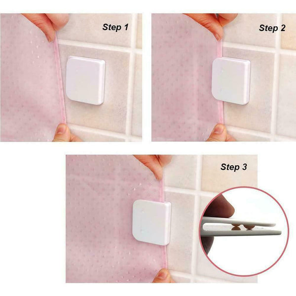 2 Pcs Shower Curtain Clips Self-adhesive Guard Curtain Fixed Clips U Shape W5X1