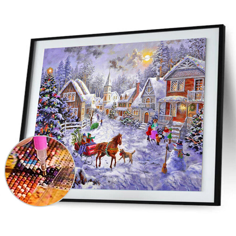 Christmas Snow Carriage  5D Diamond DIY Painting Craft Kit Home Decor