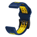 Silicone Sport Band for Garmin Fenix 7X/6X/5X 26mm Strap (Dark Blue Yellow)