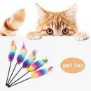 Feather Chaser Wand Funny Entertainment Kitten Cat Teaser Interactive Stick T