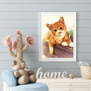 Handmade DIY Full Round Drill Diamond Painting 5D Yellow Cat Kit Poster