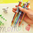 Multi-color 6 in1 Color Ballpoint Pen Ball Point Pens Kids Supply P5X5 N0X0