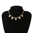 Rhinestone Pendant Necklace Women Butterfly Choker Bride Wedding Jewelry Gift