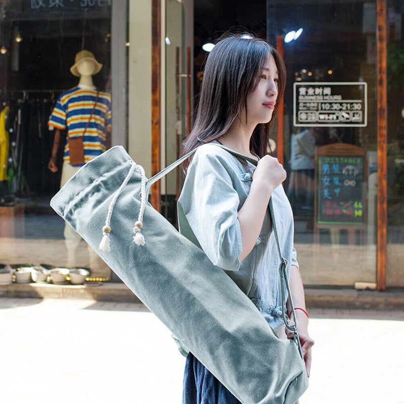 Portable Yoga Mat Storage Bag Fitness Pilates Mat Carrier Bags (Light Blue)