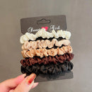 6pcs Silky Satin Hair Scrunchies Elastic Solid Color Hair Tie~