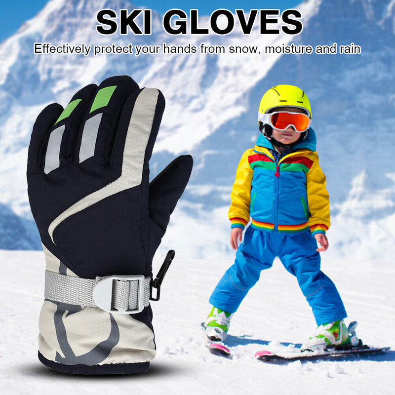 2pcs Kids Outdoor Winter Warm Knitted Ski Gloves Windproof Mountaineering G