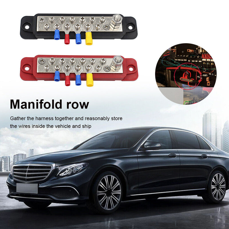 2pcs 12 Terminal Power Distribution Block Bus Bar DC 48V 12P Wiring Bars Newly