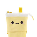 Retractable Milk Tea Pencil Case Stationery Storage Pen Holder (Yellow) Newly