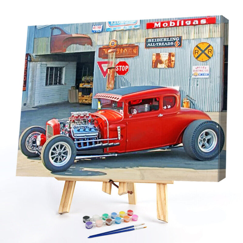 Painting By Numbers Kit Hand Painted DIY Car Artwork Canvas Oil Picture Craft