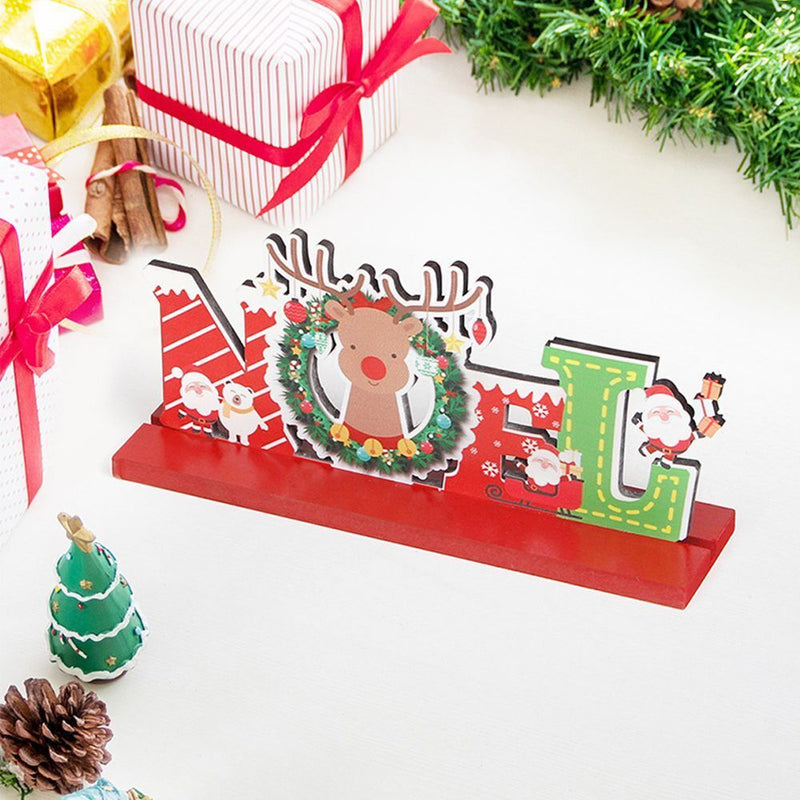 Xmas Desktop Decorations Christmas Table Decor Wooden Ornaments Desk Wood Craft