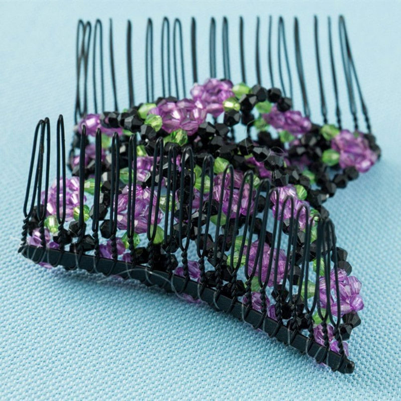 Women Girls Magic Beads Double Hair Comb Hair Combs Clips Elasticity