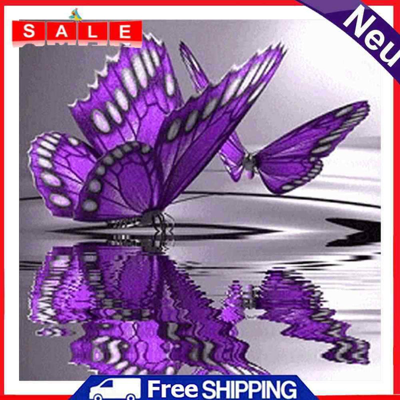5D DIY Rhinestone Purple Butterfly Picture Full Round Drill Diamond Painting Kit
