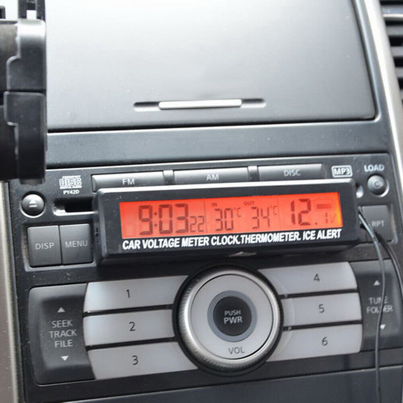 LED Backlight Digital Clock Inside Outside Car Temperature Battery Voltage Meter