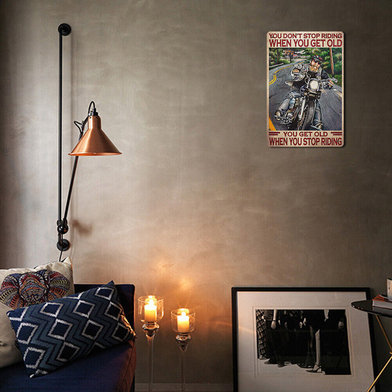 Retro Elder Motorcycle Metal Plate Painting for Pub Tin Plaques Wall Sign