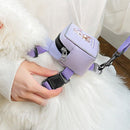 Pet Cat Dog Backpack Printed Chest Strap Harness Traction Rope (Purple L) Newly