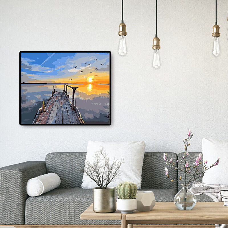 Sunset Oil Painting By Numbers Kit Acrylic Paints On Canvas Art Pictures