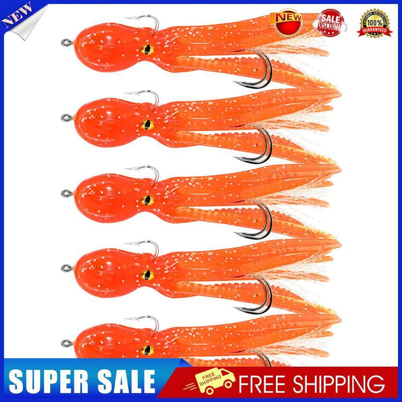5x 11cm 22g Octopus Soft Fishing Lures Jig Hook Artificial Wobbler Bait (A)
