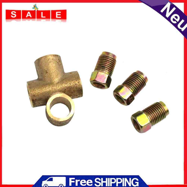 3 Way Tee Piece Brake T M10 Union + 3 Male Brake Pipe Nuts for 3/16 inch Pipe