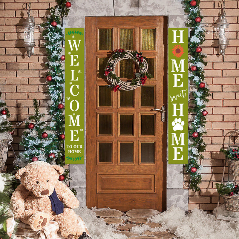 Word Stencils Welcome Theme Signs Four Season Pattern Festival Ornament
