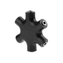 3.5mm Jack 6 Way Multi Port Hub Aux Headphone Audio Cable Adapter (Black)