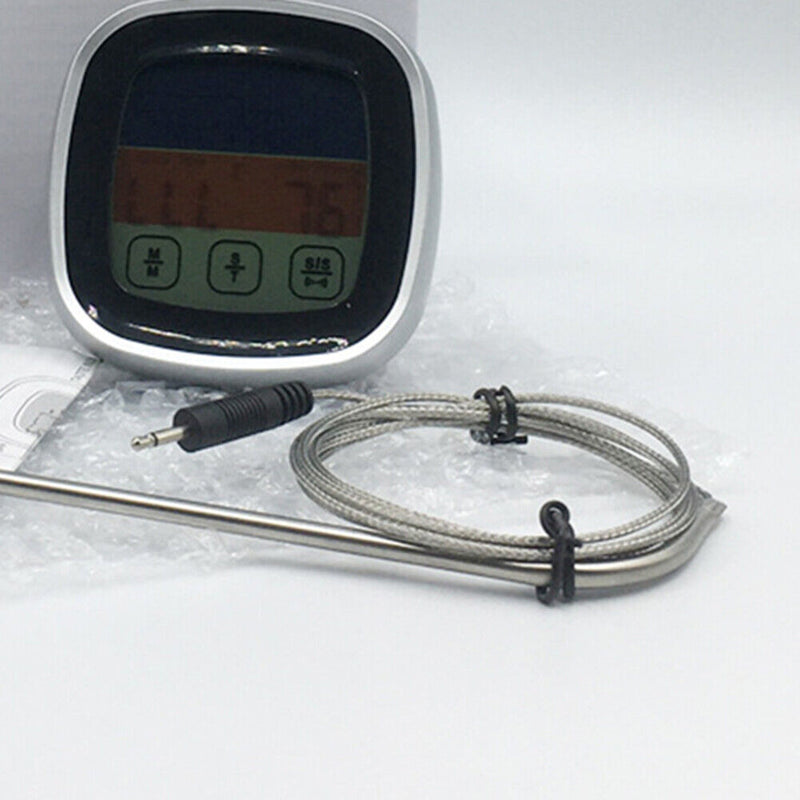 Meat Kitchen Thermometer BBQ Cooking Temperature Probe Meter Timer (Black)