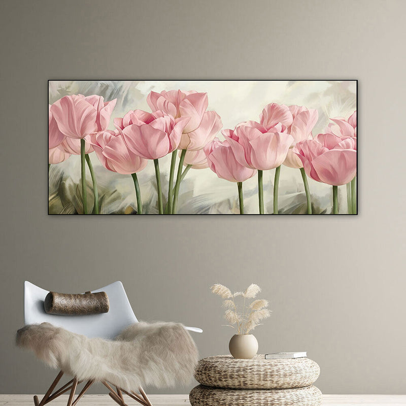 Pink Tulip Oil Paint By Numbers Kits DIY Handpainted on Canvas Gift Unframed