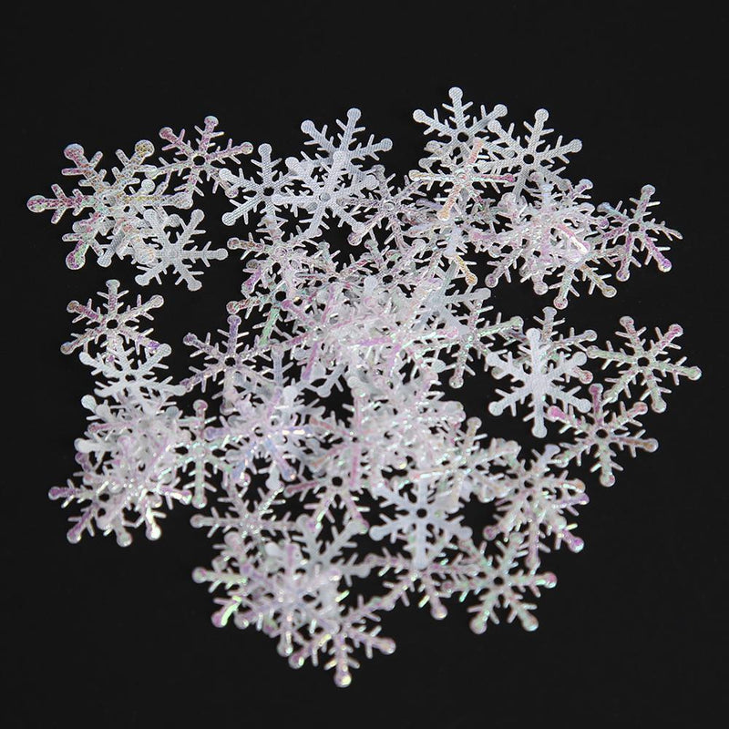 200pcs 3cm Christmas Tree White Plastic Snowflakes Party Home Desk Decor Newly