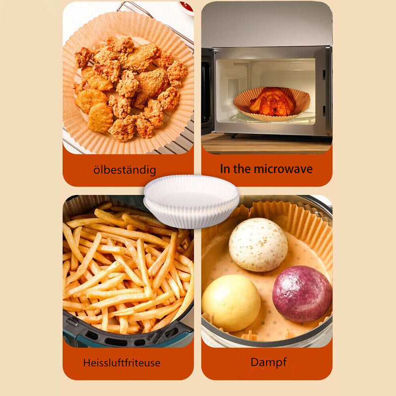 100pcs Air Fryer Steamer Paper Liners Baking Oil Paper Mat (White 20x4.5cm)