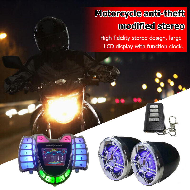 HY-008 Motorcycle Bluetooth Speaker Audio System with Mic TF AUX FM Radio U