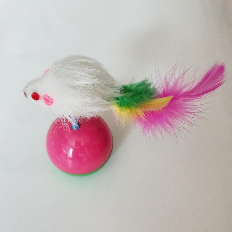 Pet Cat Funny Toys Plush Feather Mouse with Plastic Ball Toys for Kitten Playing