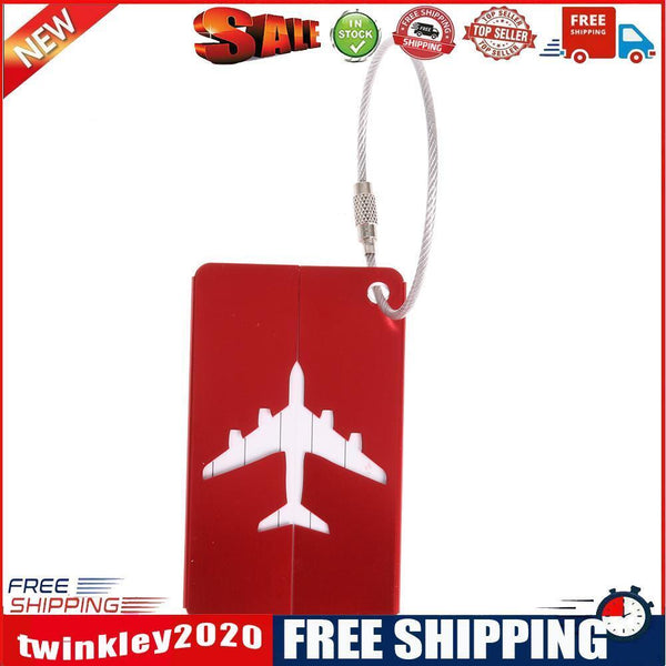 Metal Luggage Tag Aluminum Alloy Air Plane Travel Suitcase Label(Red)