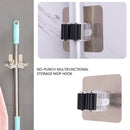 Adhesive Hooks Kitchen Bathroom Wall Mop Hanger Broom Holder Rack (Black) Newly