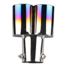 Universal Burnt Blue Stainless Steel Car Exhaust Tip 1 to 2 Muffler Silencer