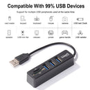 High Speed USB 2.0 Hub Multi Power Adapter Card Reader for Laptop PC Computer