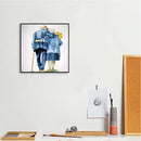 20x20cm Frameless Oil Paint By Numbers Back View of Old Couple Paint Canvas Kits