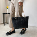 Women Embroidery Thread Plaid Top-handle Bag Female Chain Large Capacity Handbag