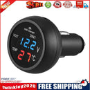 3 in 1 12/24V Car LED Digital Voltmeter Gauge+Thermometer+USB Charger(Blue)