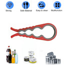 4 in 1 Lid Jar Opener Nonslip Can Bottle Opener Kitchen Tool (Red Gray)