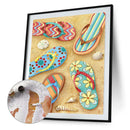 Beach Slippers Oil Paint By Numbers DIY Handpainted on Canvas Wall Art Pictur