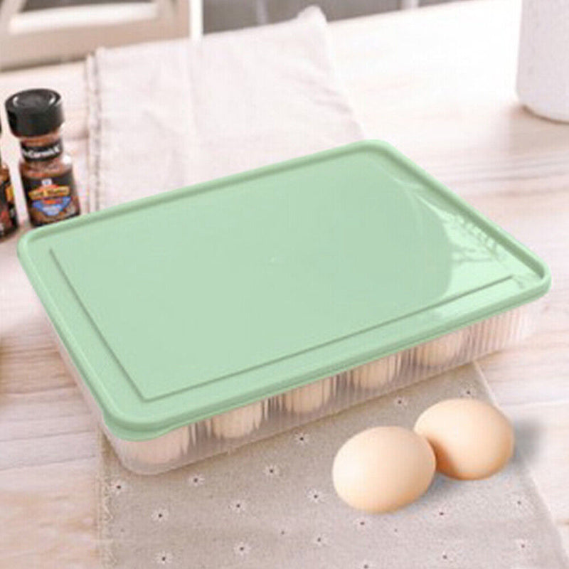 24 Grid Egg Storage Box Refrigerator Dumplings Egg Holder (Light Green) Newly