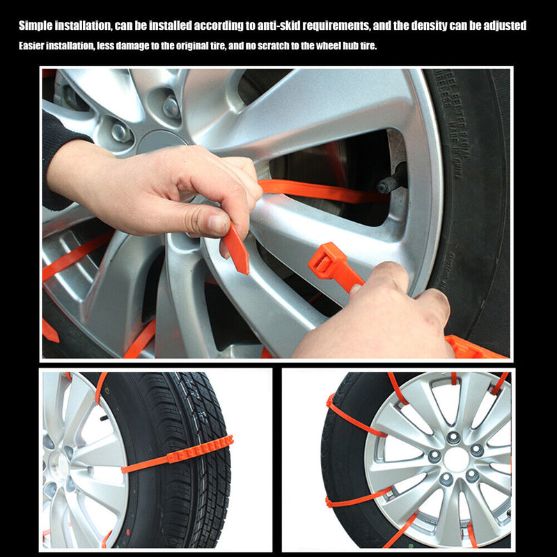 10pcs Car Tire Wheels Anti Slip Belts Snow Winter Tyre Traction Grip Strip