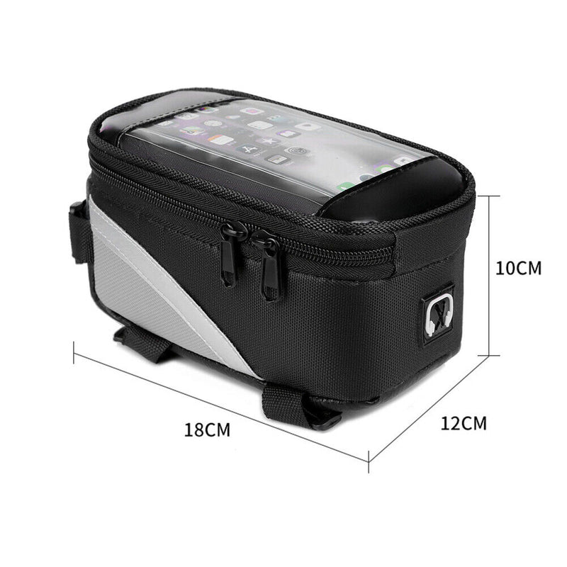 MTB Bike Bag Front Top Tube Touch Screen Mobile Phone Holder Case (Black) Newly