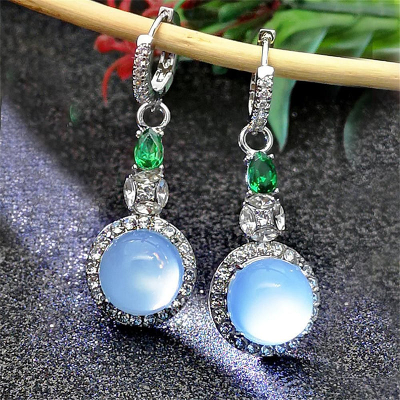 Wedding Jewelry Party Chic Peridot Moonstone Topaz Ear Stud Moonstone Earrings
