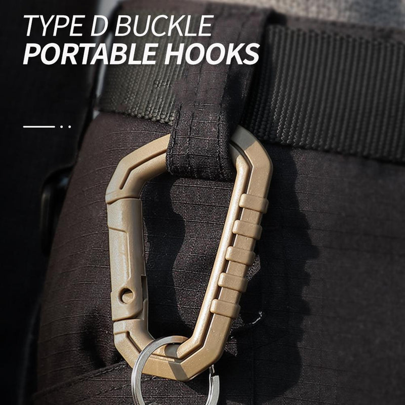 5pcs Outdoor Carabiner Molle Buckle Keychain Hook Camping D Buckle (Mud)
