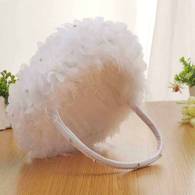 Flower Girl Baskets The Fabric Lace Decoration Cute Flower Handle Basket Q9J4