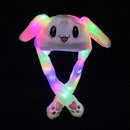 Rabbit Women Hat Beanie Plush LED Glowing Light Moving Bunny Earflaps Warm Caps