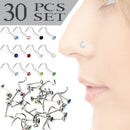 Steel Body Jewelry Nose Piercing Crystal Screw Stud Nostril Hoop Nose Ring